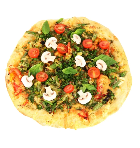 Beyaz izole lezzetli vejetaryen pizza — Stok fotoğraf