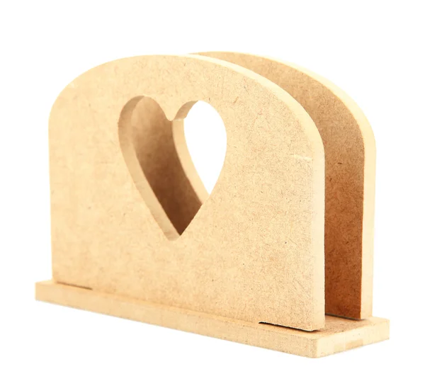 Wooden napkin holder, isolated on white — Stock Photo, Image