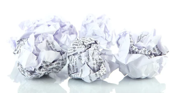 Crumpled paper balls isolated on white — Stock Photo, Image