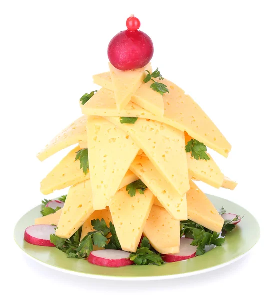 Vánoční strom z izolovaných na bílém sýru — Stock fotografie