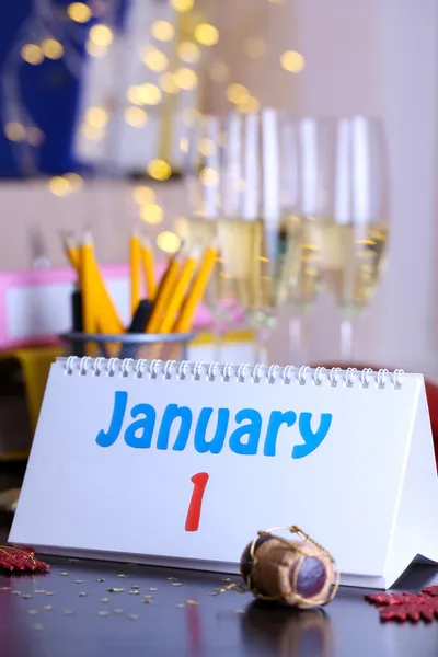 Nieuwjaar partij op office close-up — Stockfoto