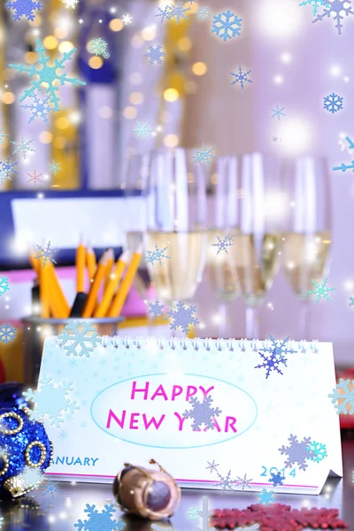 Christmas calendar at office table close-up — Stock Photo, Image