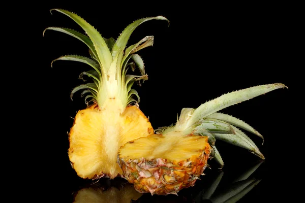 Sliced ripe pineapple isolated on black — Stock Photo, Image