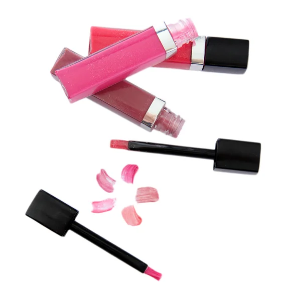 Belos gloss labial, isolado em branco — Fotografia de Stock