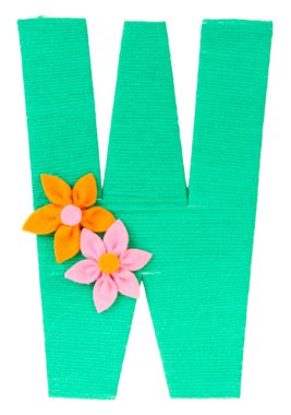 parlak renkli örgü Bahçe beyaz izole ile oluşturulan harf m