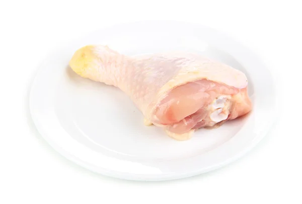 生鸡肉腿上白色隔离 — 图库照片