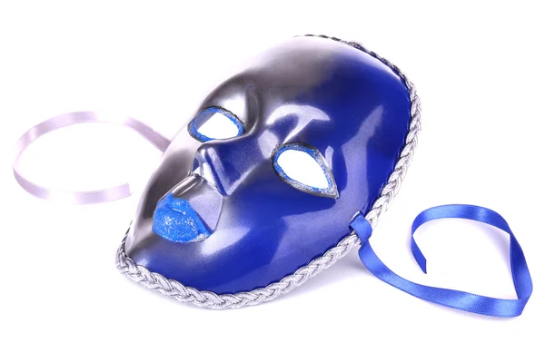 蓝色织物背景上的面具 — 图库照片