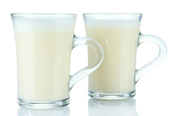 Cups of eggnog isolated on white — Stock Photo, Image