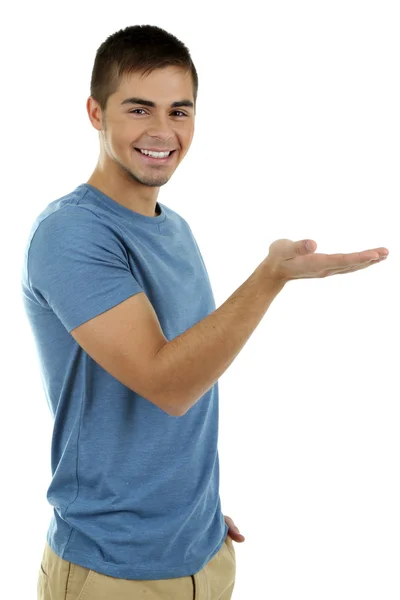 Beau jeune homme isolé sur blanc — Photo