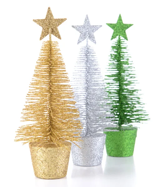 Árboles de Navidad decorativos aislados en blanco —  Fotos de Stock