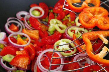 sebze wok yakın çekim arka planda