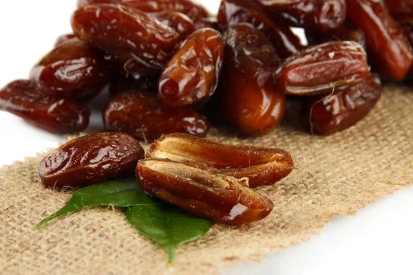 Dried date on sackcloth close up — Stock Photo, Image