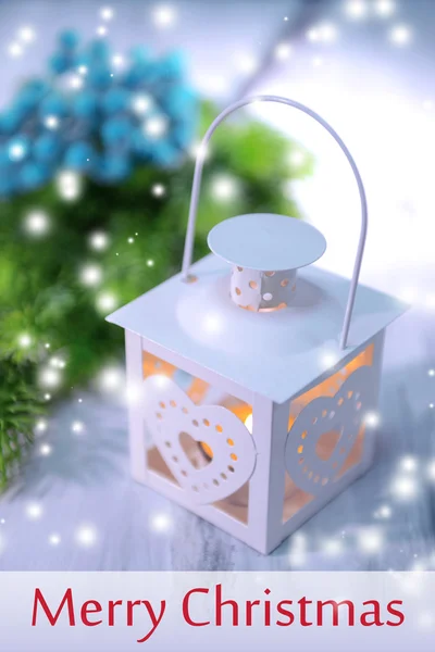 Christmas lantern on light background — Stock Photo, Image