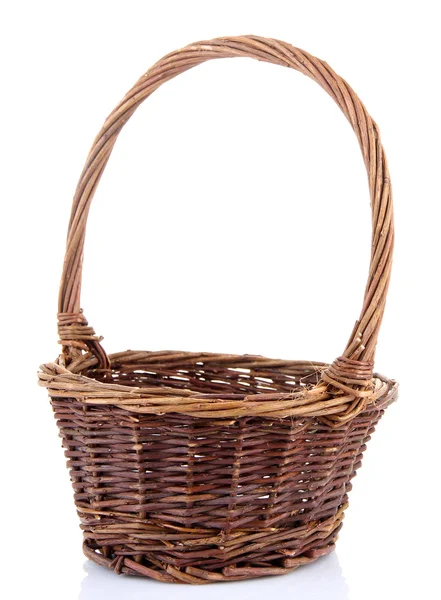 Empty wicker basket, isolated on white — Stock Photo, Image