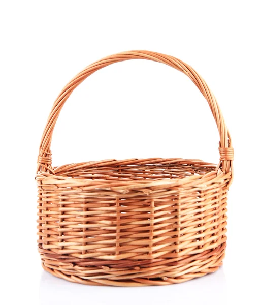 Tom wicker basket, isolerad på vit — Stockfoto