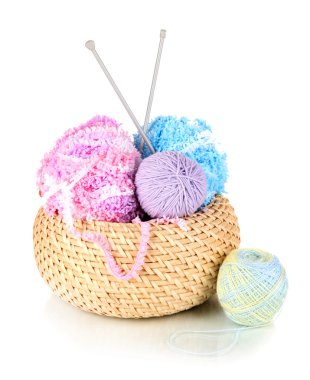 renkli iplik üzerinde beyaz izole sepet örme için