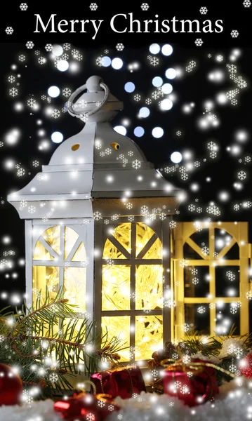 Decorative glowing lantern at night — Stock Photo, Image