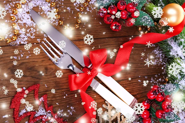 Decorated Christmas table setting — Stock Photo, Image