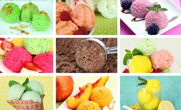 Collage de delicioso helado. — Foto de Stock