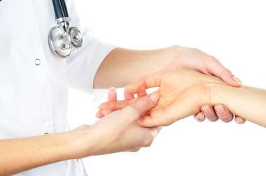 beyaz izole nabız ölçme