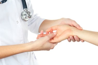 beyaz izole nabız ölçme