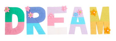 parlak renkli örgü Bahçe beyaz izole ile oluşturulan word rüya