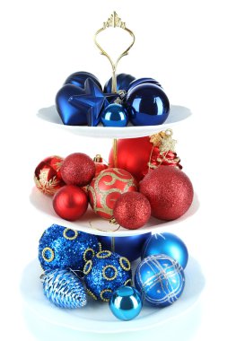 Noel süslemeleri tatlı stand, üzerinde beyaz izole