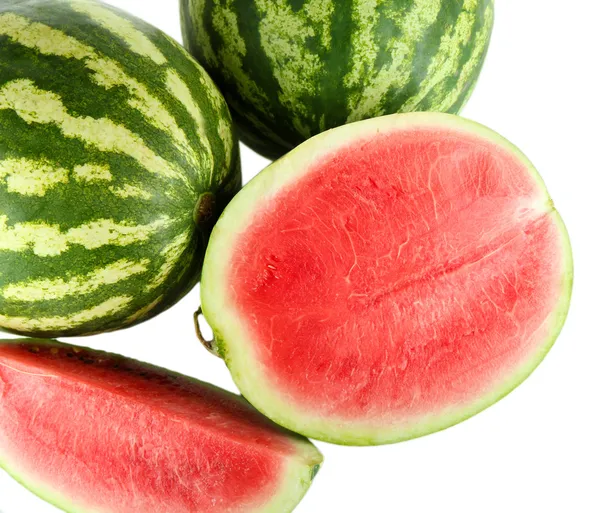 Ripe watermelons isolated on white — Stock Photo, Image