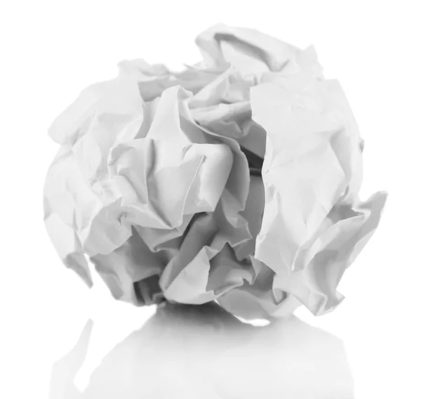 Crumpled paper ball isolated on white — Stock Photo, Image