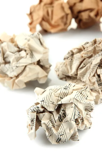 Crumpled paper balls isolated on white — Stock Photo, Image