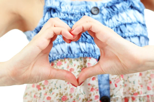 Mujer manos haciendo signo Corazón de cerca — Foto de Stock