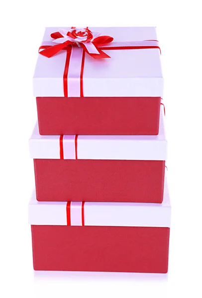 Hermosas cajas de regalo aisladas en blanco —  Fotos de Stock