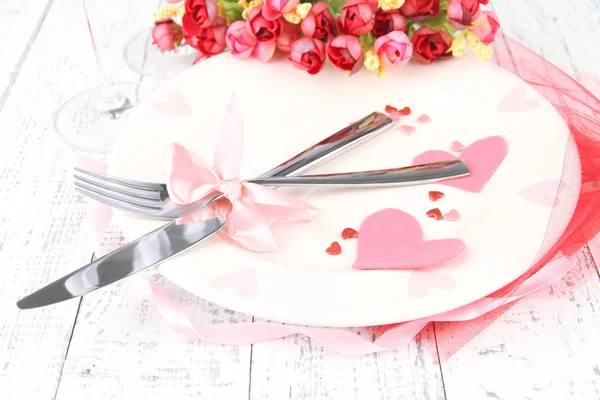 Romantic holiday table setting, close up — Stock Photo, Image