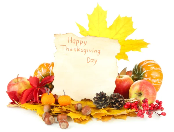 Composição bonita do Dia de Ação de Graças do outono, isolada no branco — Fotografia de Stock