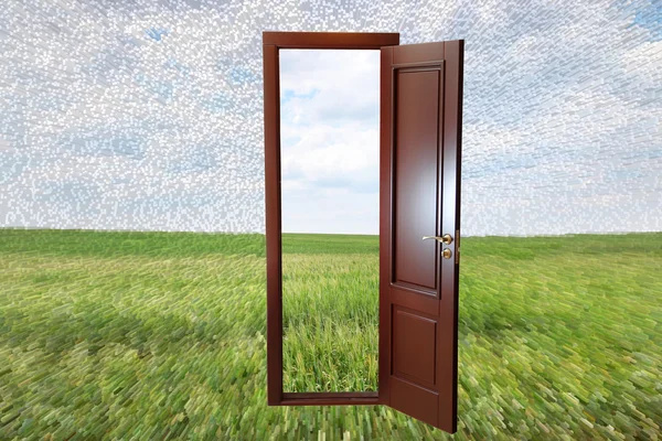 Open door to new life on the field — Stock Photo, Image