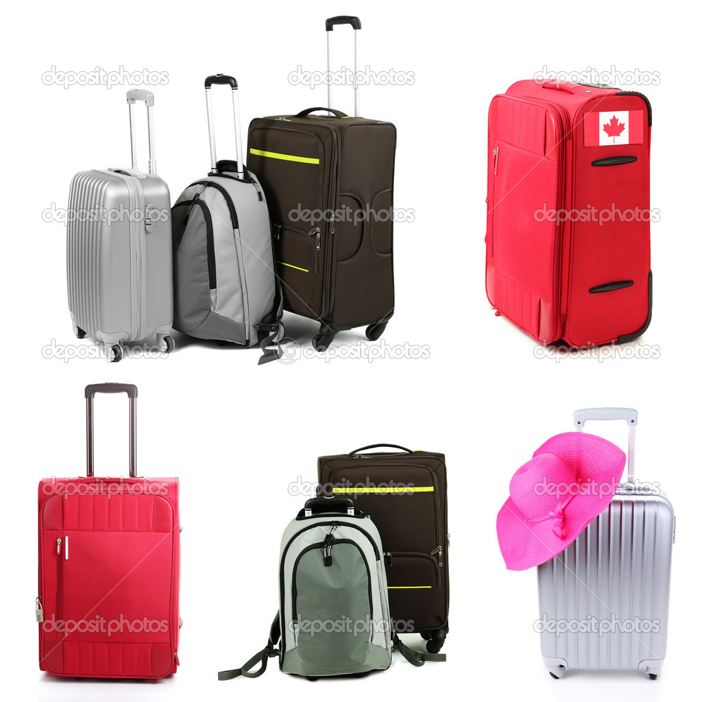 Collage of luggage for travel