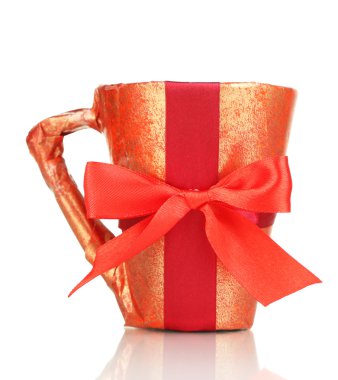 hediye kağıt üzerinde beyaz izole Paketli Kupası