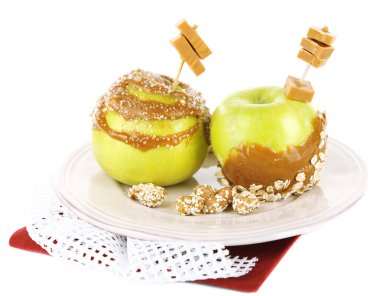 ev yapımı şeker elma, üzerinde beyaz izole