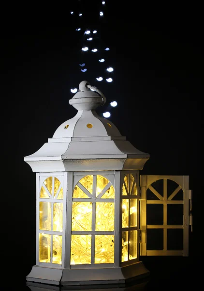 Decorative glowing lantern at night — Stock Photo, Image