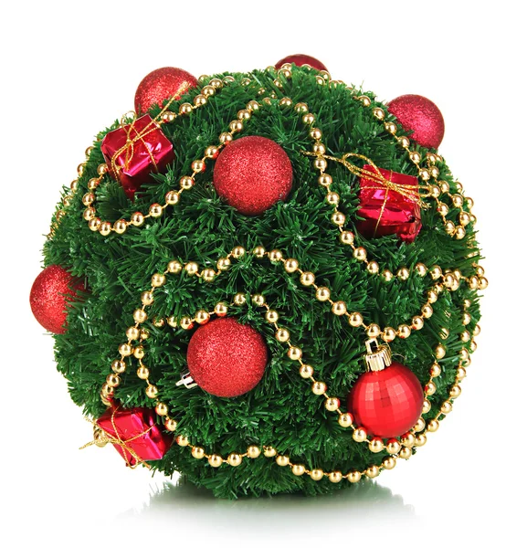 Christmas fir-tree ball with decoration isolated on white — Stock Photo, Image