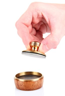 metal pul, üzerinde beyaz izole el