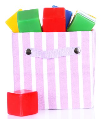 Tekstil kutusu ile üzerine beyaz izole parlak blok