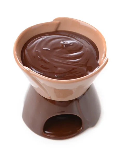 Fondue de chocolate, aislado en blanco —  Fotos de Stock