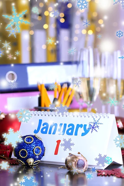 Nieuwjaar partij op office close-up — Stockfoto
