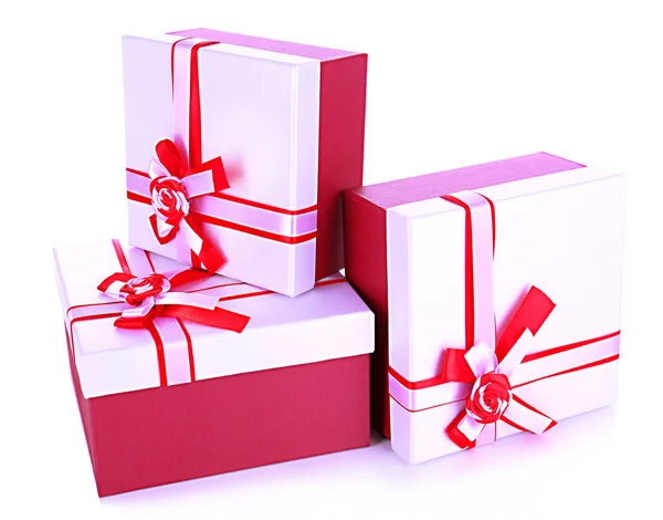 Beautiful gift boxes isolated on white — Stock Photo, Image