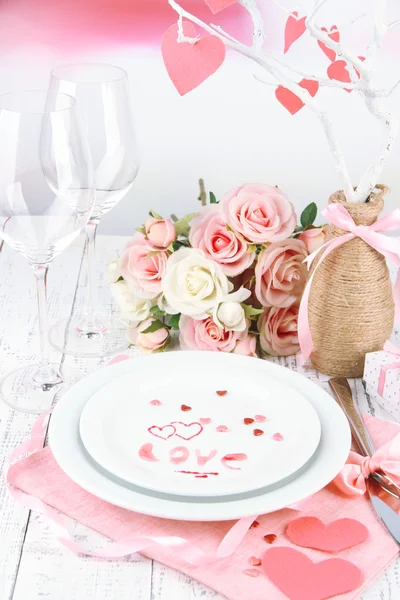 Romantic holiday table setting, close up — Stock Photo, Image