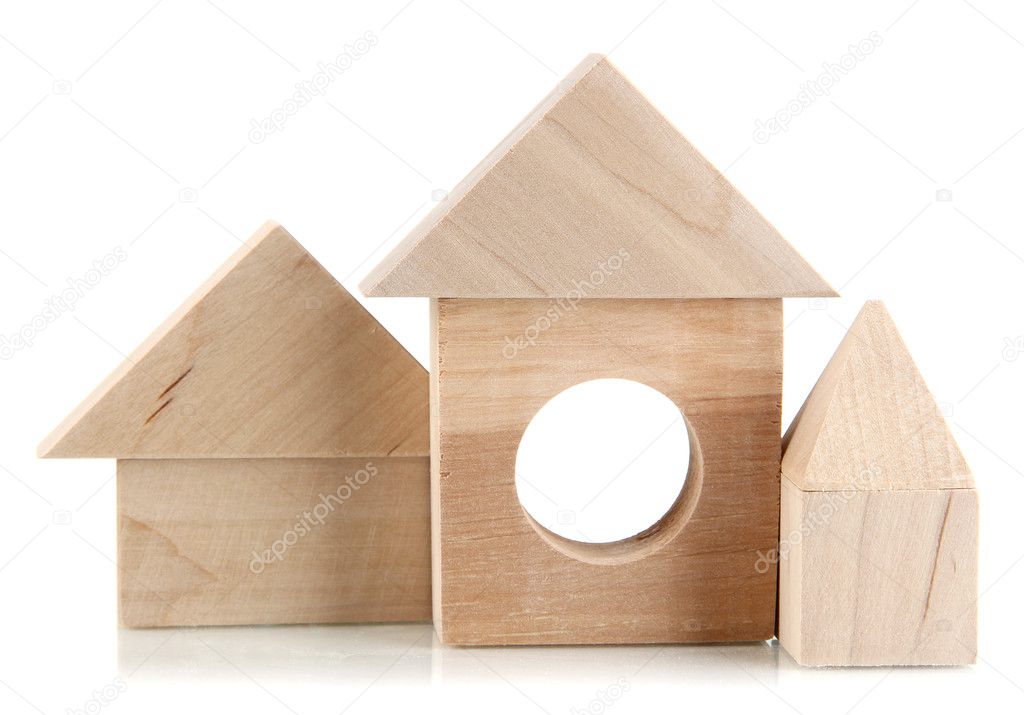 Wood houses isolated on white