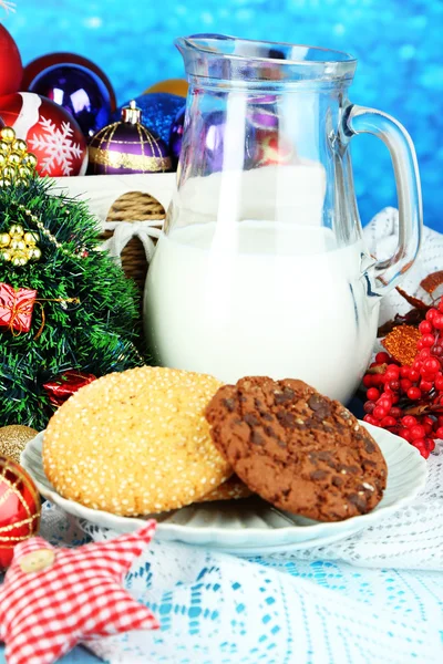 Beautiful Christmas composition with milk close-up — Stock Photo, Image