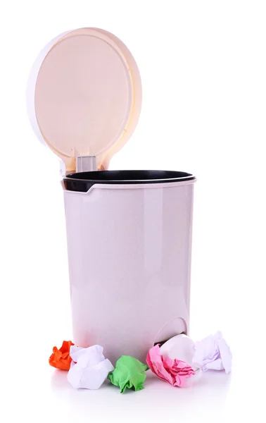 쓰레기통, 흰색 절연 — 스톡 사진