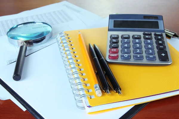 Office supplies and documents close up — Stock Photo, Image